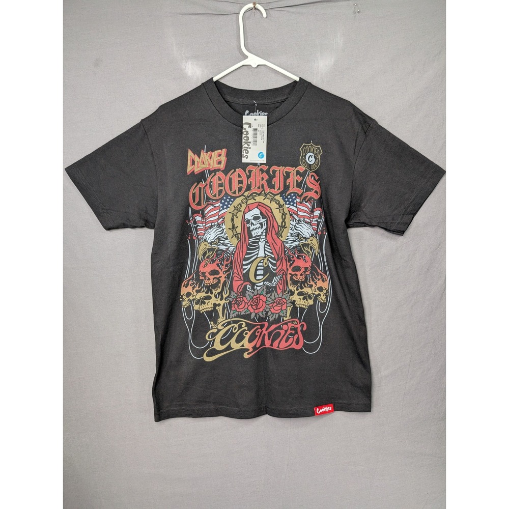 Cookies Highway SS Tee CM244TSP59 Black Medium Biker Skeleton Graphic Shirt NWT
